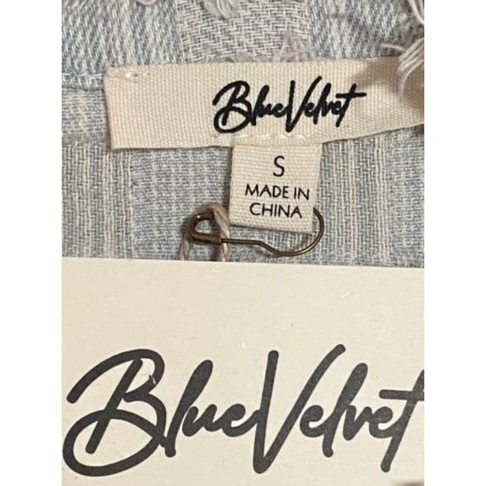 Bluevelvet shacket BLUE VELVET button down shirt tweed lace blue 100% cotton NEW - Picture 4 of 11